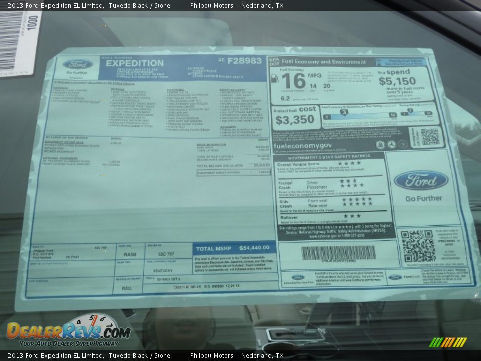 2013 Ford Expedition EL Limited Window Sticker Photo #35