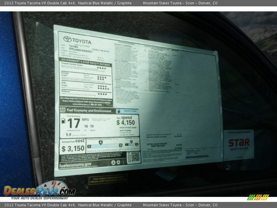 2013 Toyota Tacoma V6 Double Cab 4x4 Nautical Blue Metallic / Graphite Photo #10