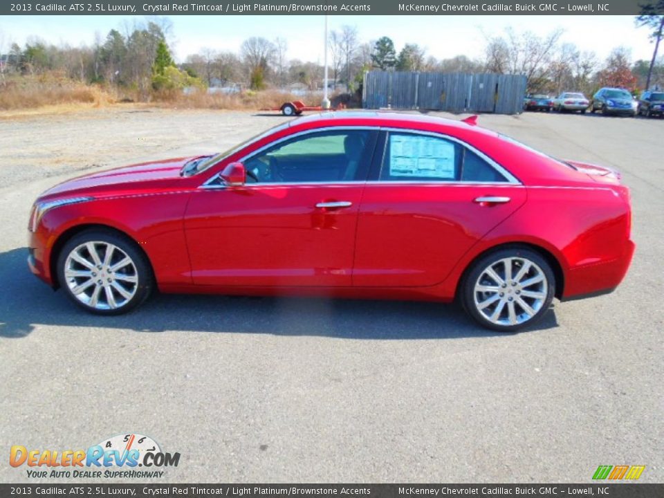 2013 Cadillac ATS 2.5L Luxury Crystal Red Tintcoat / Light Platinum/Brownstone Accents Photo #3