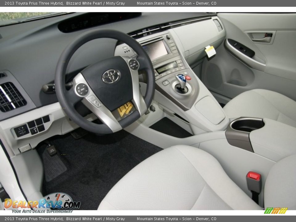 2013 Toyota Prius Three Hybrid Blizzard White Pearl / Misty Gray Photo #5