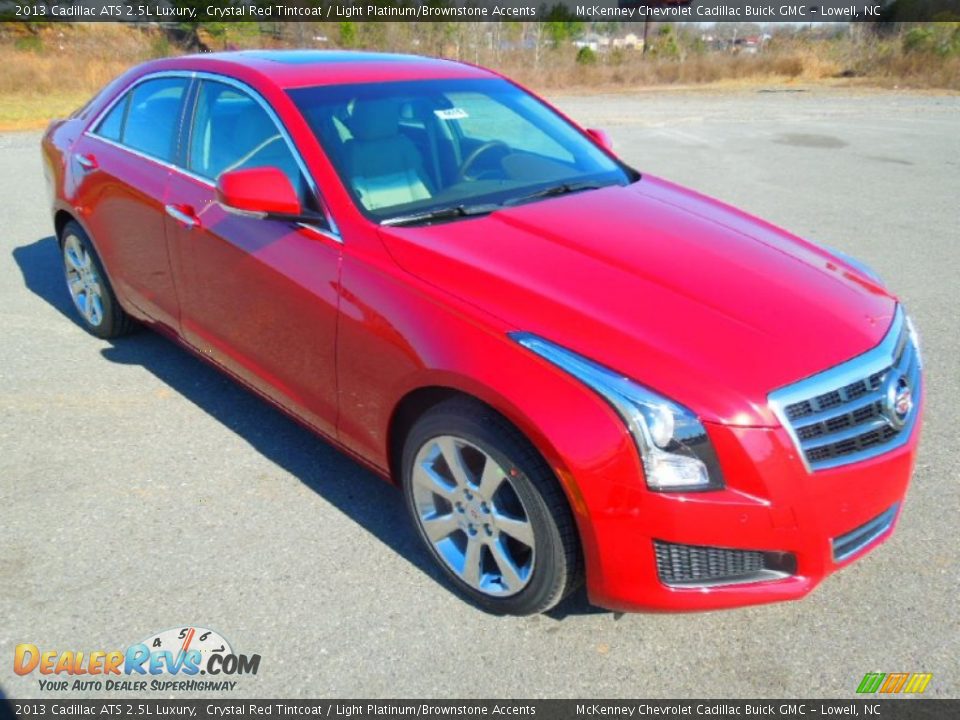 2013 Cadillac ATS 2.5L Luxury Crystal Red Tintcoat / Light Platinum/Brownstone Accents Photo #2