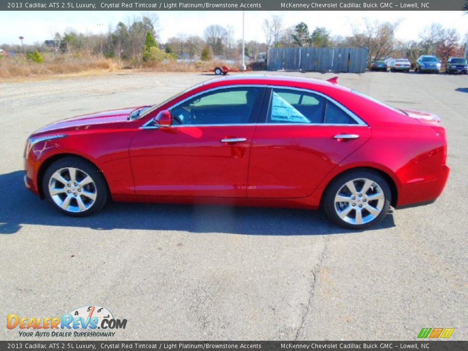 2013 Cadillac ATS 2.5L Luxury Crystal Red Tintcoat / Light Platinum/Brownstone Accents Photo #3