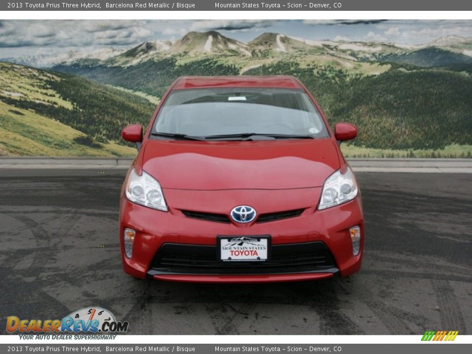 2013 Toyota Prius Three Hybrid Barcelona Red Metallic / Bisque Photo #3