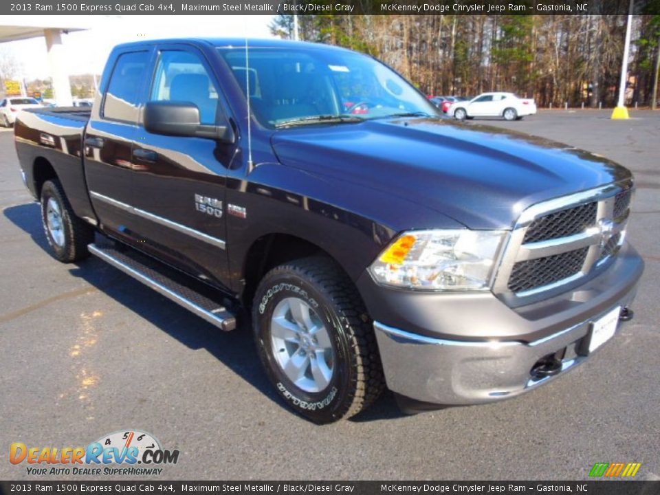 2013 Ram 1500 Express Quad Cab 4x4 Maximum Steel Metallic / Black/Diesel Gray Photo #1