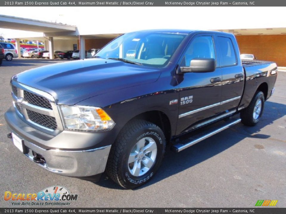 2013 Ram 1500 Express Quad Cab 4x4 Maximum Steel Metallic / Black/Diesel Gray Photo #2