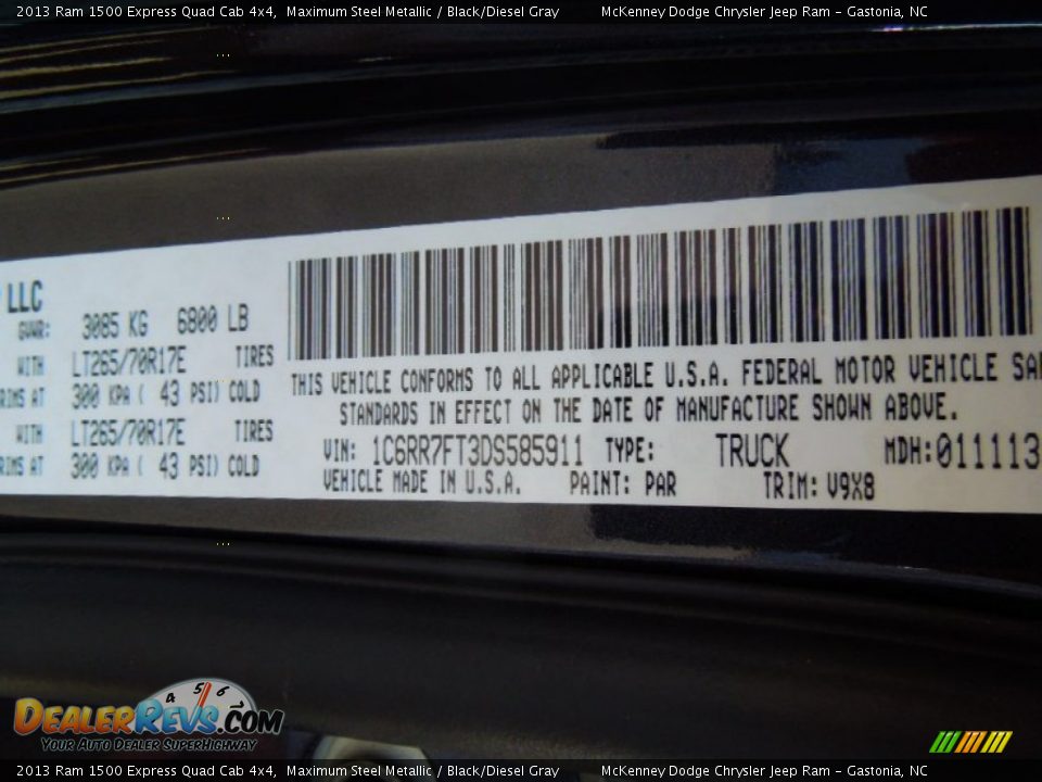 2013 Ram 1500 Express Quad Cab 4x4 Maximum Steel Metallic / Black/Diesel Gray Photo #7