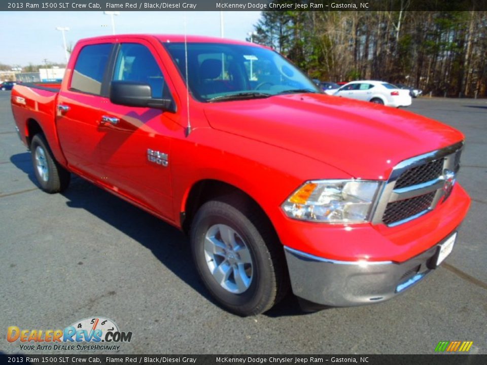 2013 Ram 1500 SLT Crew Cab Flame Red / Black/Diesel Gray Photo #1