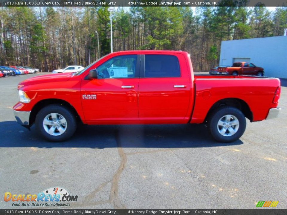 2013 Ram 1500 SLT Crew Cab Flame Red / Black/Diesel Gray Photo #3