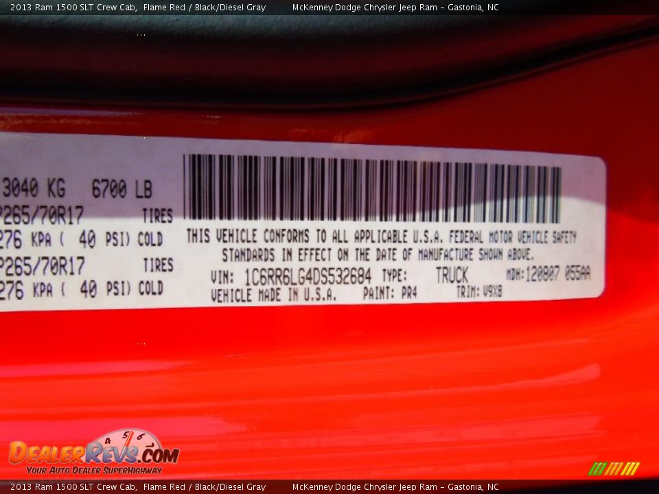 2013 Ram 1500 SLT Crew Cab Flame Red / Black/Diesel Gray Photo #7