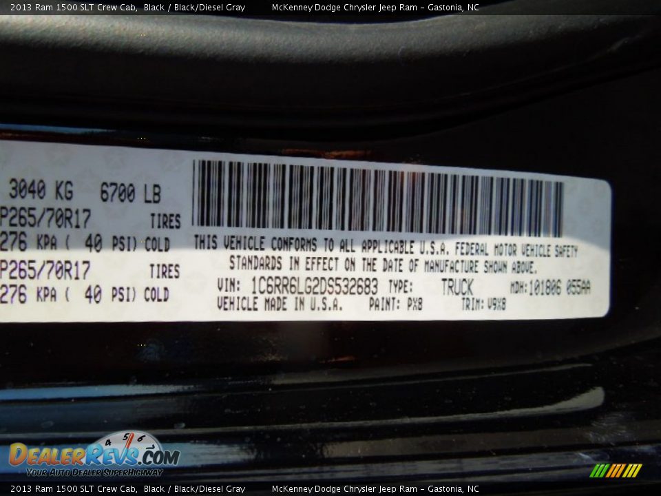 2013 Ram 1500 SLT Crew Cab Black / Black/Diesel Gray Photo #6