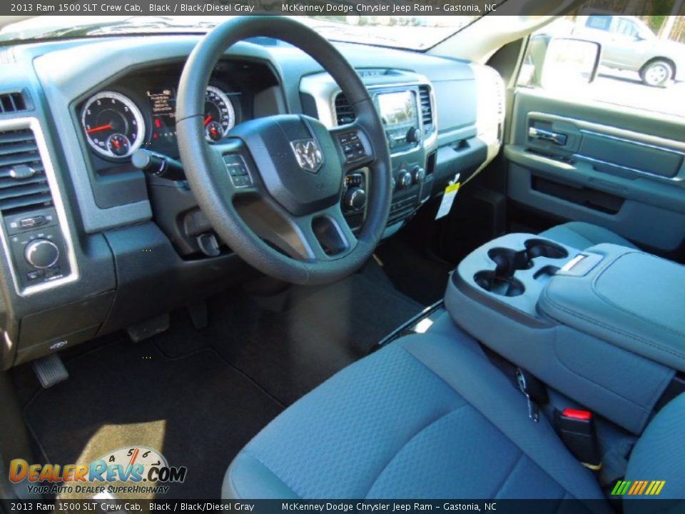 2013 Ram 1500 SLT Crew Cab Black / Black/Diesel Gray Photo #22