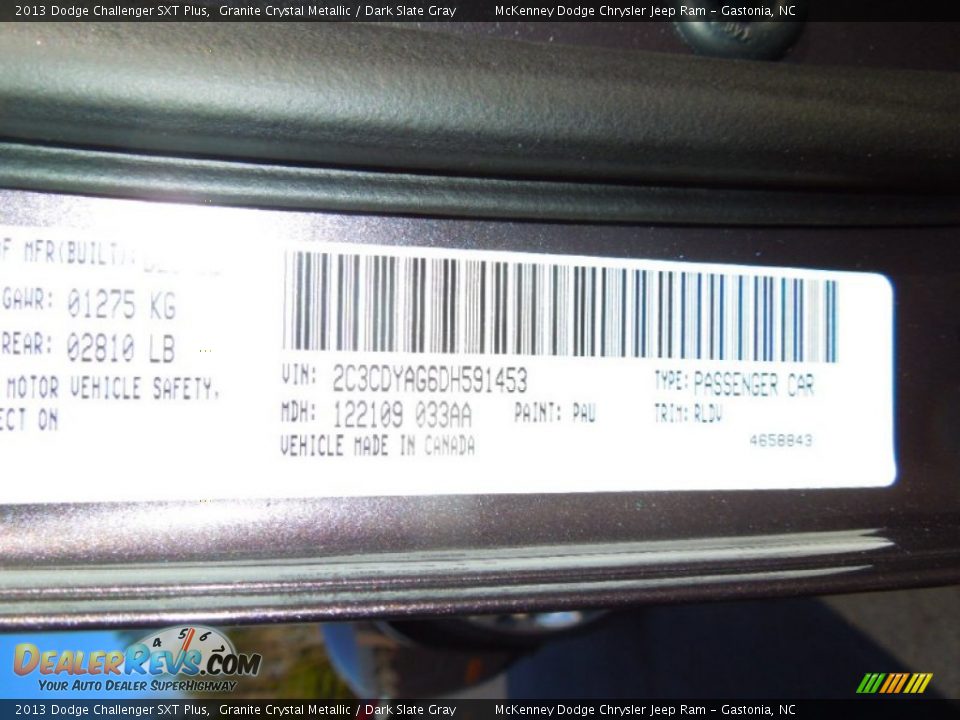 2013 Dodge Challenger SXT Plus Granite Crystal Metallic / Dark Slate Gray Photo #7