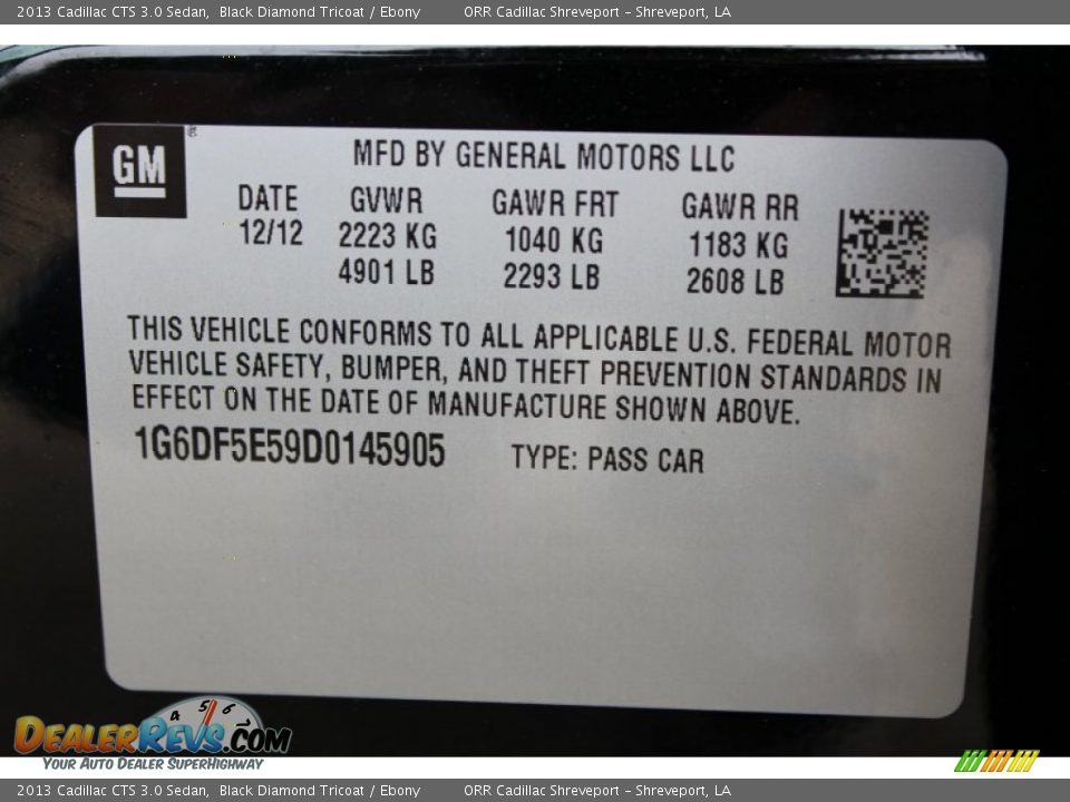 2013 Cadillac CTS 3.0 Sedan Black Diamond Tricoat / Ebony Photo #23