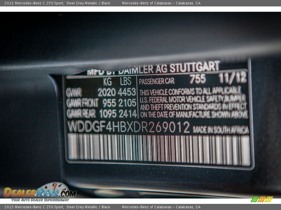 2013 Mercedes-Benz C 250 Sport Steel Grey Metallic / Black Photo #7