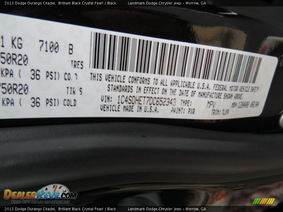2013 Dodge Durango Citadel Brilliant Black Crystal Pearl / Black Photo #12