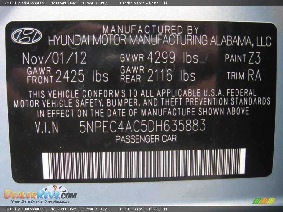 2013 Hyundai Sonata SE Iridescent Silver Blue Pearl / Gray Photo #34