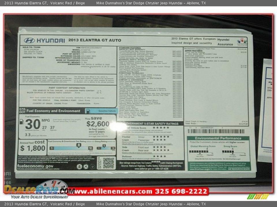 2013 Hyundai Elantra GT Volcanic Red / Beige Photo #3