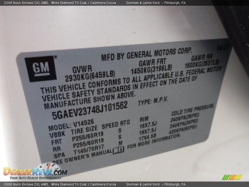 2008 Buick Enclave CXL AWD White Diamond Tri Coat / Cashmere/Cocoa Photo #19