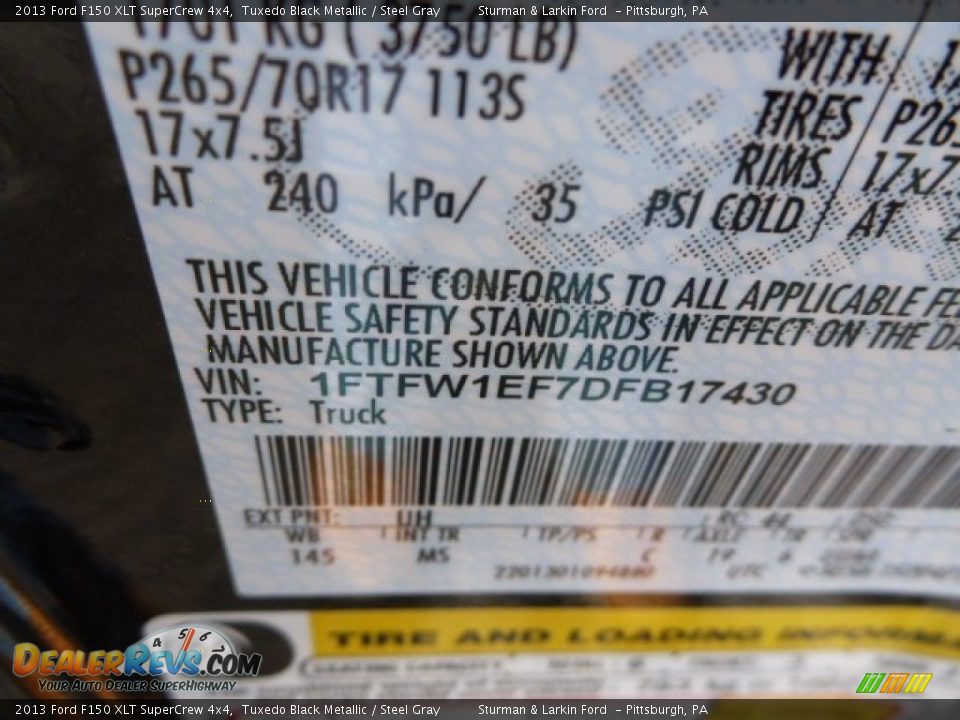2013 Ford F150 XLT SuperCrew 4x4 Tuxedo Black Metallic / Steel Gray Photo #13