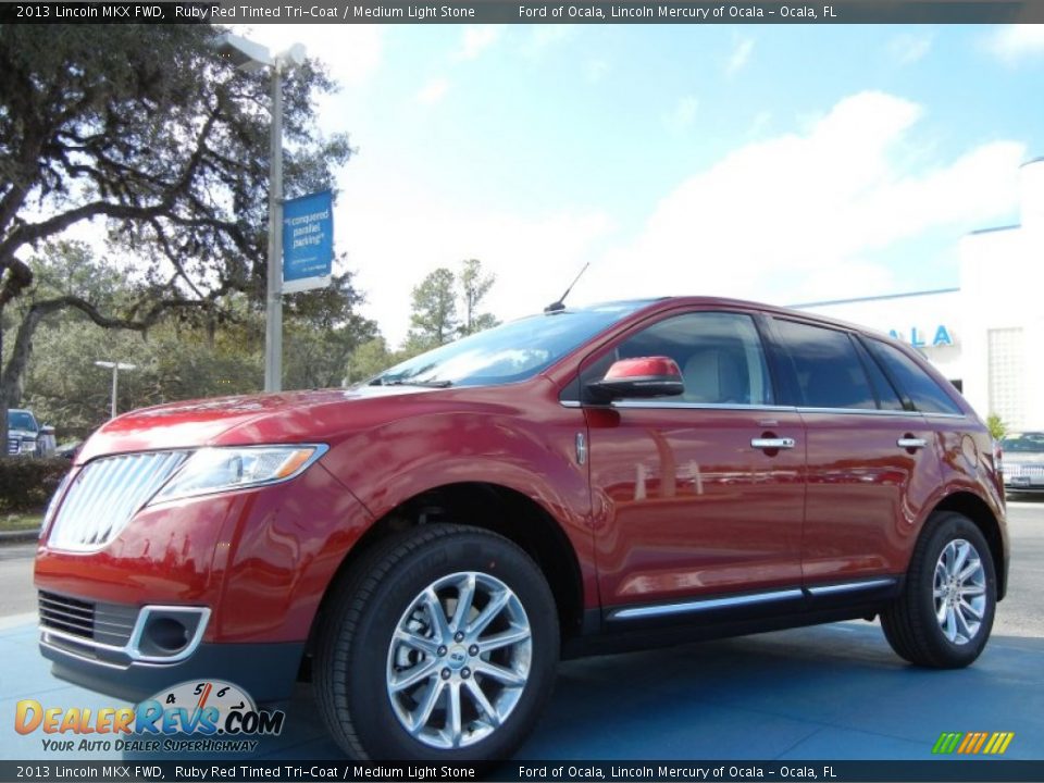 2013 Lincoln MKX FWD Ruby Red Tinted Tri-Coat / Medium Light Stone Photo #1