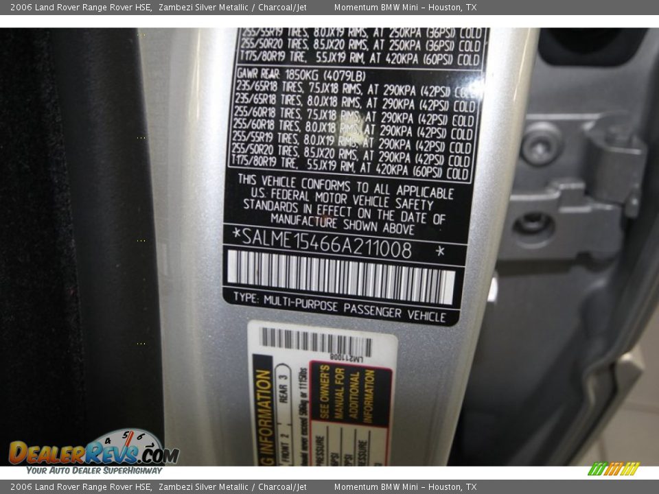 2006 Land Rover Range Rover HSE Zambezi Silver Metallic / Charcoal/Jet Photo #5
