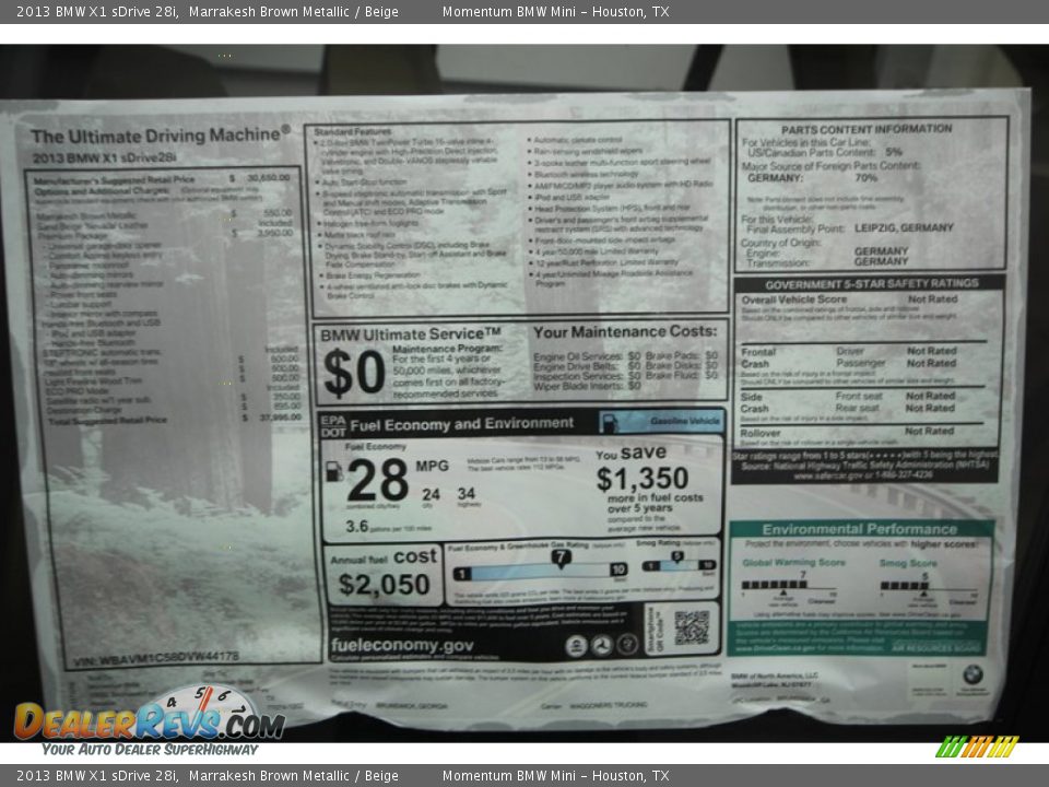 2013 BMW X1 sDrive 28i Marrakesh Brown Metallic / Beige Photo #27