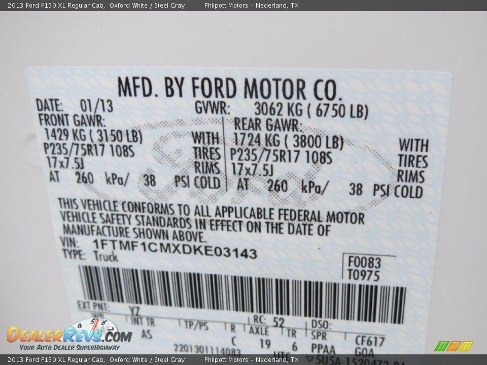 2013 Ford F150 XL Regular Cab Oxford White / Steel Gray Photo #29