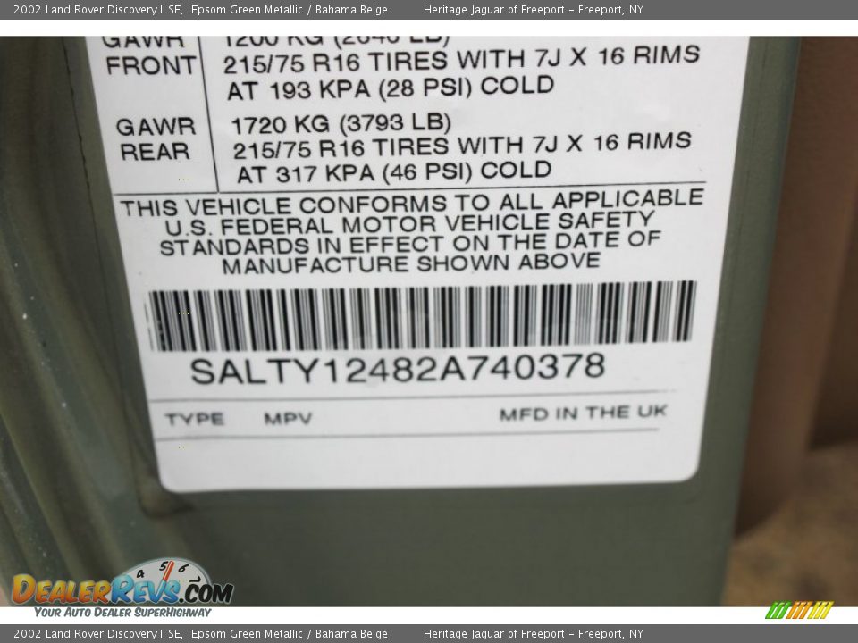 2002 Land Rover Discovery II SE Epsom Green Metallic / Bahama Beige Photo #24