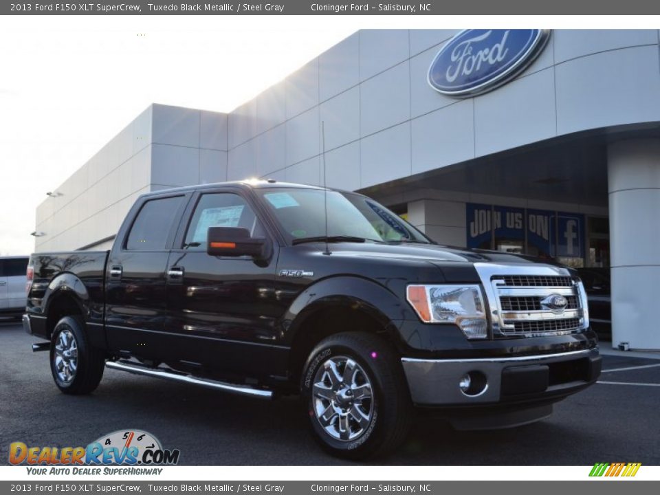 2013 Ford F150 XLT SuperCrew Tuxedo Black Metallic / Steel Gray Photo #1