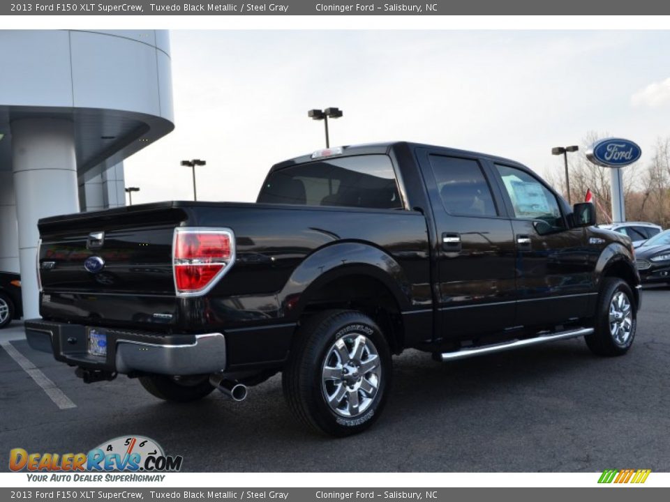 2013 Ford F150 XLT SuperCrew Tuxedo Black Metallic / Steel Gray Photo #3