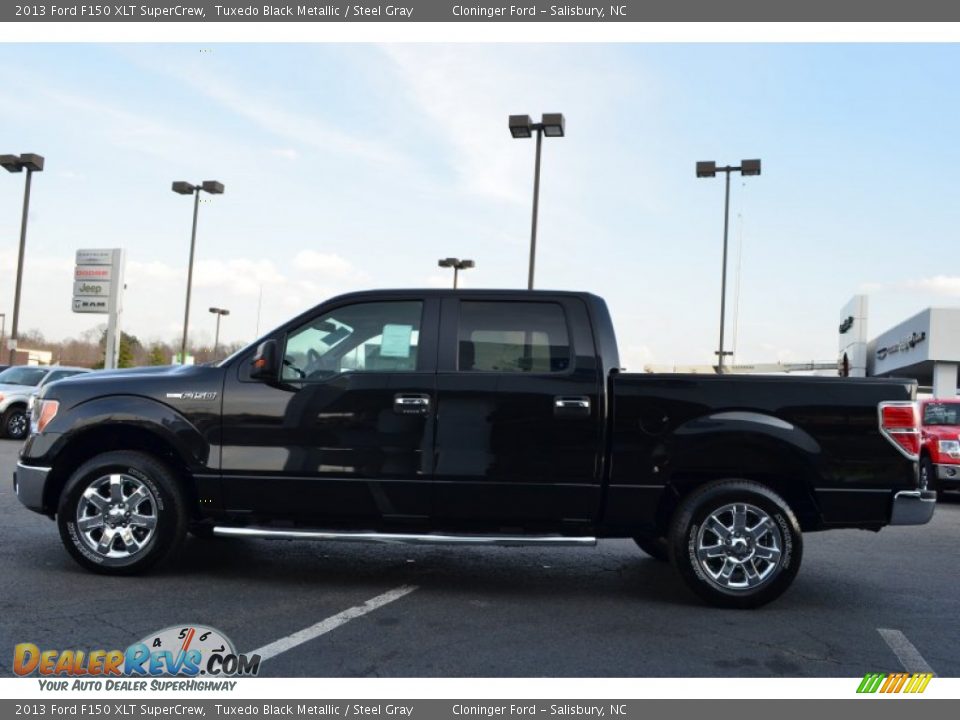 2013 Ford F150 XLT SuperCrew Tuxedo Black Metallic / Steel Gray Photo #5