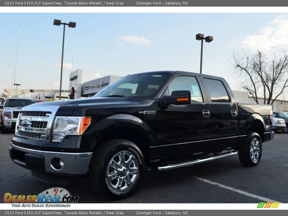 2013 Ford F150 XLT SuperCrew Tuxedo Black Metallic / Steel Gray Photo #6