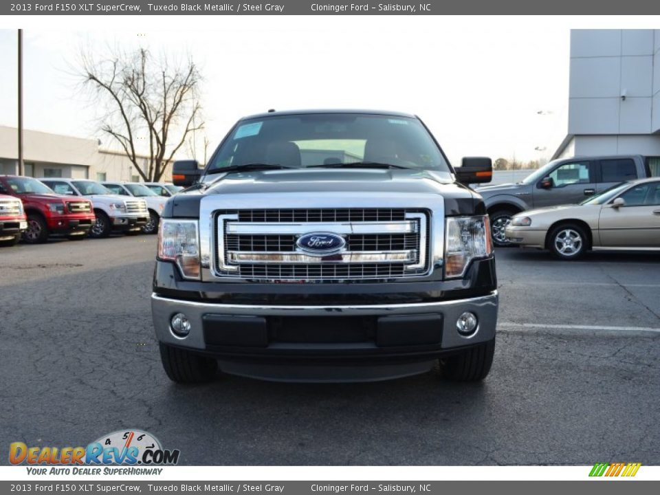 2013 Ford F150 XLT SuperCrew Tuxedo Black Metallic / Steel Gray Photo #7