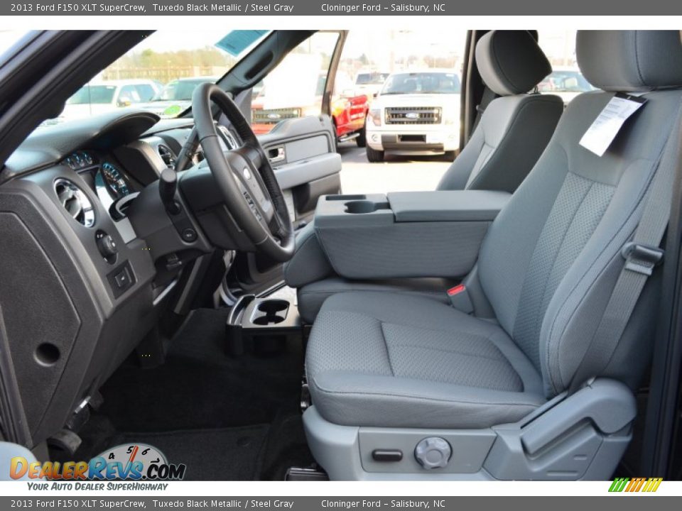 2013 Ford F150 XLT SuperCrew Tuxedo Black Metallic / Steel Gray Photo #10