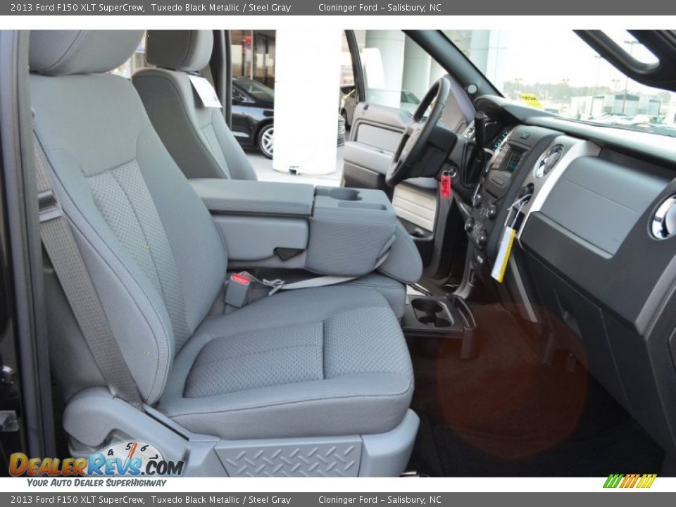 2013 Ford F150 XLT SuperCrew Tuxedo Black Metallic / Steel Gray Photo #14