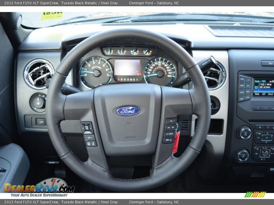 2013 Ford F150 XLT SuperCrew Tuxedo Black Metallic / Steel Gray Photo #25