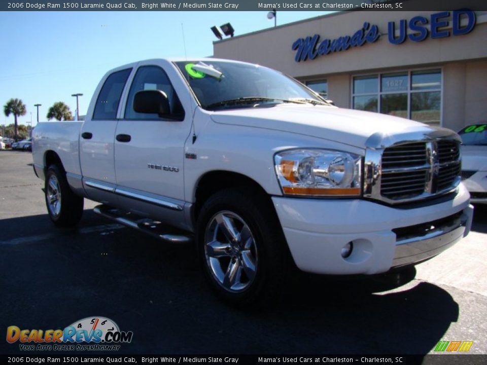 2006 Dodge Ram 1500 Laramie Quad Cab Bright White / Medium Slate Gray Photo #3