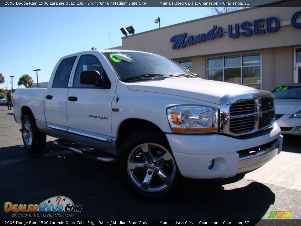 2006 Dodge Ram 1500 Laramie Quad Cab Bright White / Medium Slate Gray Photo #24