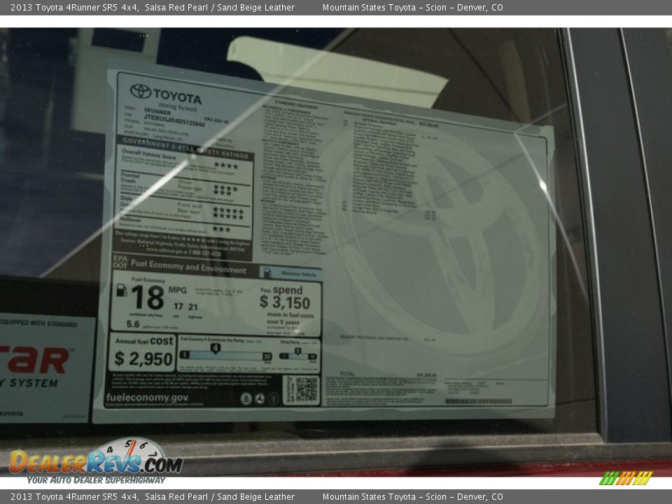 2013 Toyota 4Runner SR5 4x4 Salsa Red Pearl / Sand Beige Leather Photo #10