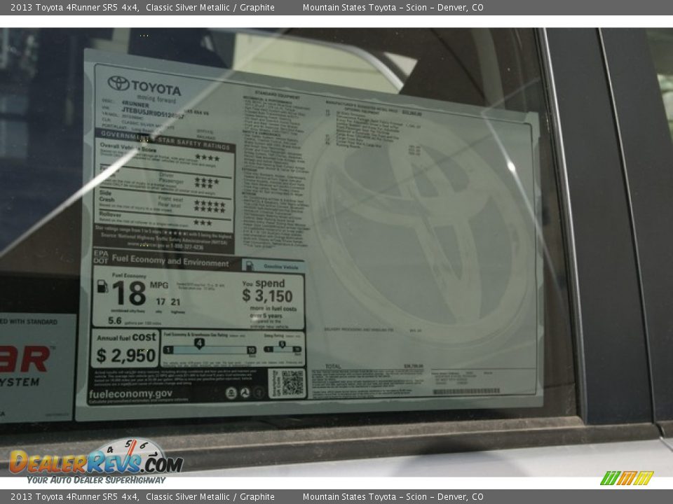 2013 Toyota 4Runner SR5 4x4 Classic Silver Metallic / Graphite Photo #10