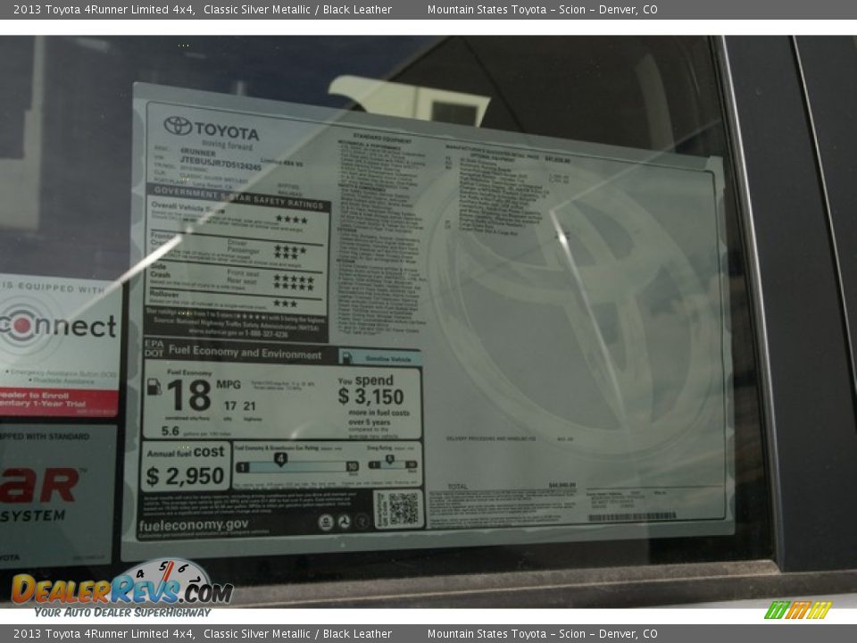 2013 Toyota 4Runner Limited 4x4 Classic Silver Metallic / Black Leather Photo #10