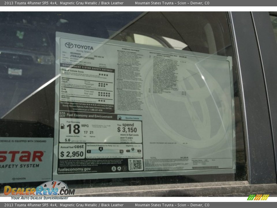 2013 Toyota 4Runner SR5 4x4 Magnetic Gray Metallic / Black Leather Photo #10