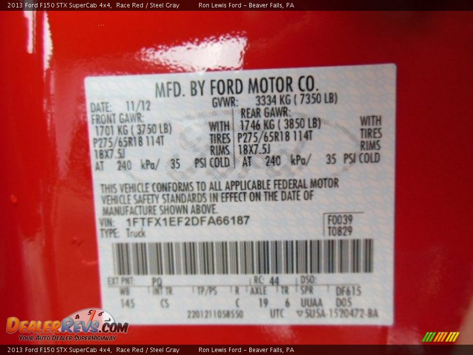 2013 Ford F150 STX SuperCab 4x4 Race Red / Steel Gray Photo #20