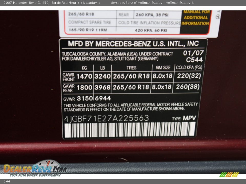 Mercedes-Benz Color Code 544 Barolo Red Metallic