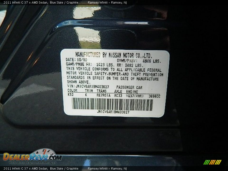 2011 Infiniti G 37 x AWD Sedan Blue Slate / Graphite Photo #20