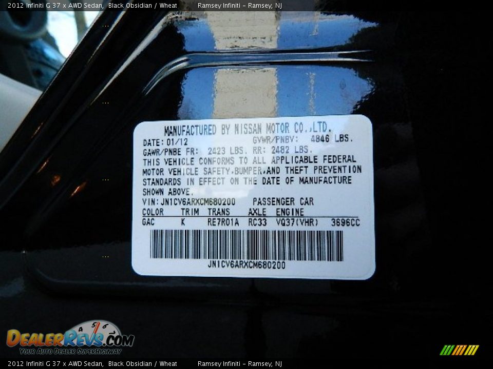 2012 Infiniti G 37 x AWD Sedan Black Obsidian / Wheat Photo #24