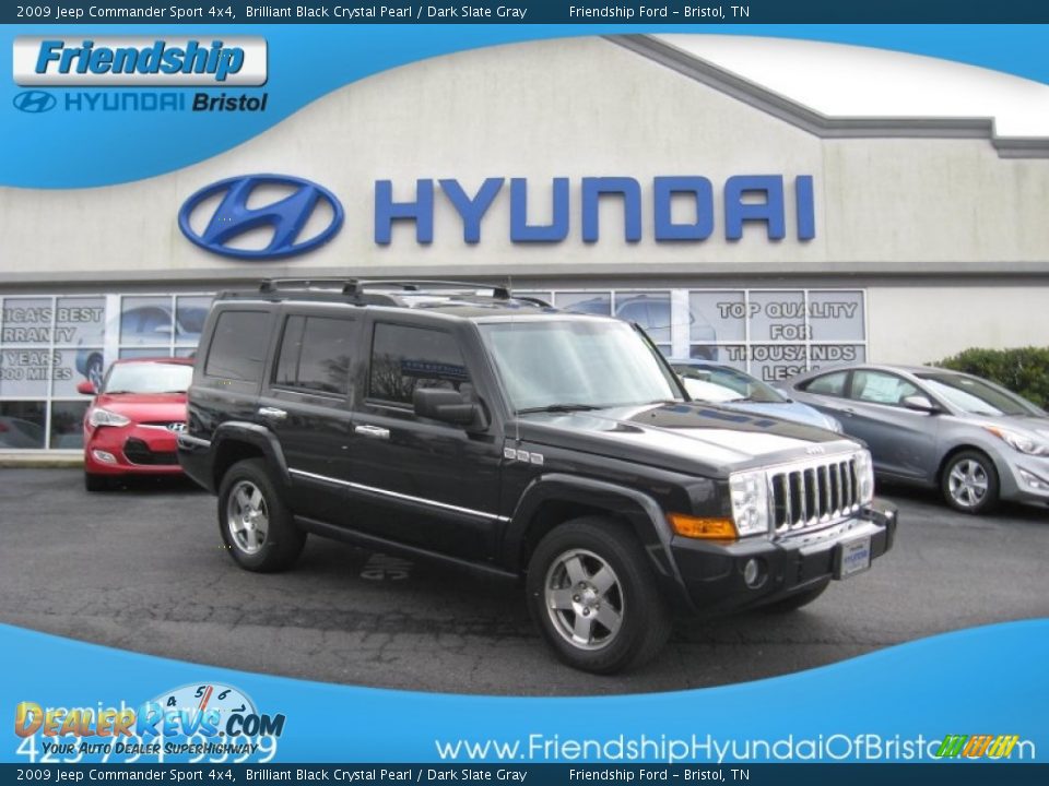 2009 Jeep Commander Sport 4x4 Brilliant Black Crystal Pearl / Dark Slate Gray Photo #1