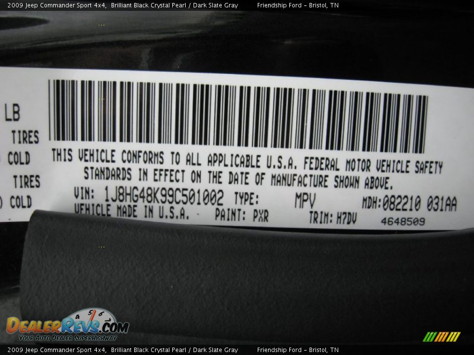 2009 Jeep Commander Sport 4x4 Brilliant Black Crystal Pearl / Dark Slate Gray Photo #36