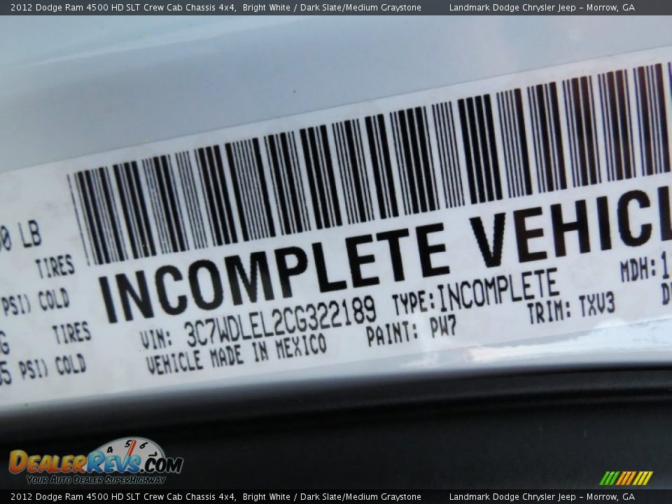 2012 Dodge Ram 4500 HD SLT Crew Cab Chassis 4x4 Bright White / Dark Slate/Medium Graystone Photo #12