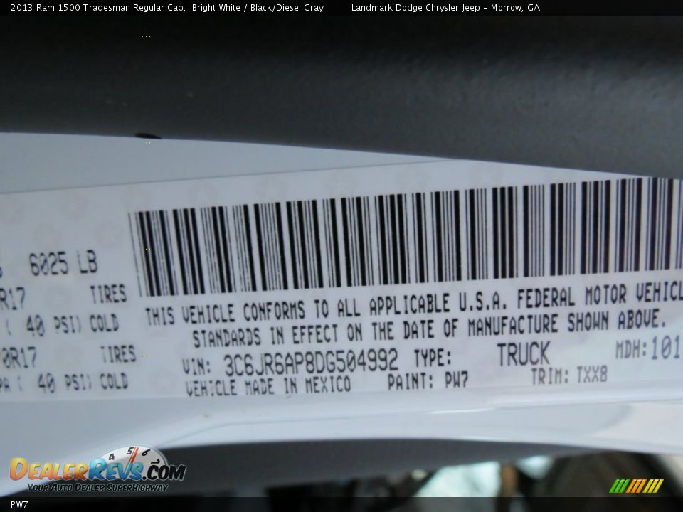 Ram Color Code PW7 Bright White